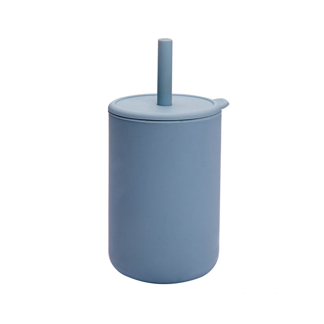 Blue Silicone Sippy Cup with Straw