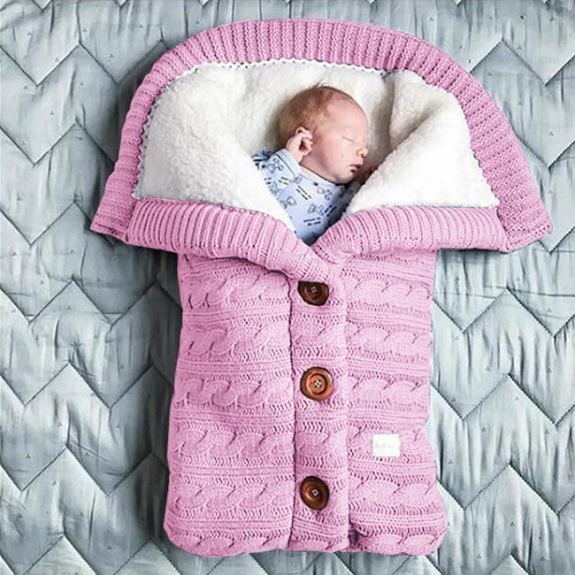 Sooth Baby Button Knit Swaddle Wrap - Poopiefuntv